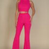 Ribbed Mock Neck Crop Tank & Bootcut Pants Set