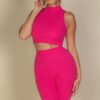 Ribbed Mock Neck Crop Tank & Bootcut Pants Set