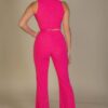 Ribbed Mock Neck Crop Tank & Bootcut Pants Set