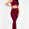 Ribbed Mock Neck Crop Tank & Bootcut Pants Set