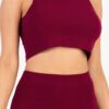 Ribbed Mock Neck Crop Tank & Bootcut Pants Set