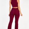 Ribbed Mock Neck Crop Tank & Bootcut Pants Set