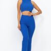 Ribbed Mock Neck Crop Tank & Bootcut Pants Set
