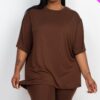 Plus-Size Loose Fit Top & Biker Shorts Set – Stretch Jersey