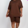 Plus-Size Loose Fit Top & Biker Shorts Set – Stretch Jersey