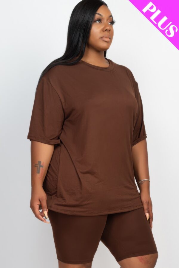 Plus-Size Loose Fit Top & Biker Shorts Set – Stretch Jersey