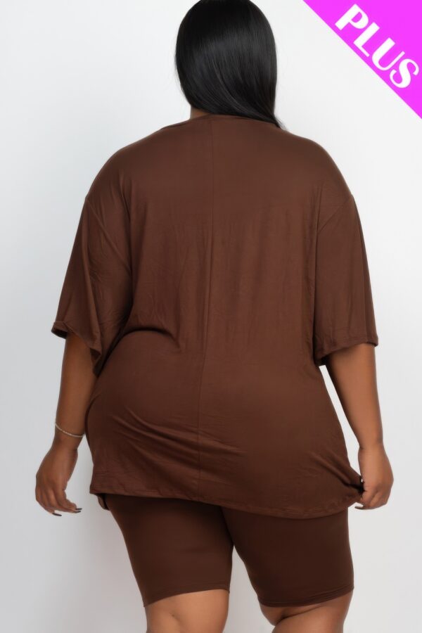 Plus-Size Loose Fit Top & Biker Shorts Set – Stretch Jersey