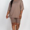 Plus-Size Loose Fit Top & Biker Shorts Set – Stretch Jersey