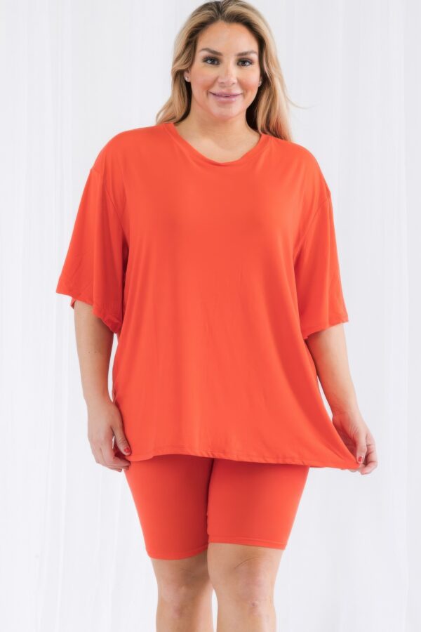 Plus-Size Loose Fit Top & Biker Shorts Set – Stretch Jersey