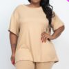 Plus-Size Loose Fit Top & Biker Shorts Set – Stretch Jersey