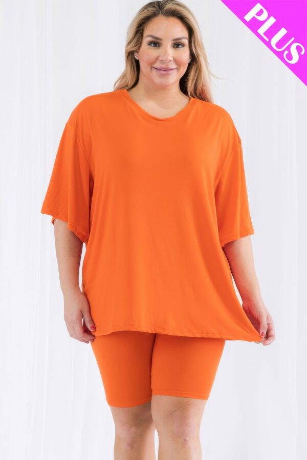 Plus-Size Loose Fit Top & Biker Shorts Set – Stretch Jersey