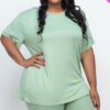 Plus-Size Loose Fit Top & Biker Shorts Set – Stretch Jersey