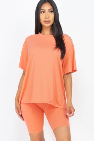 Loose-Fit Top & Biker Shorts Set – Stretch Jersey