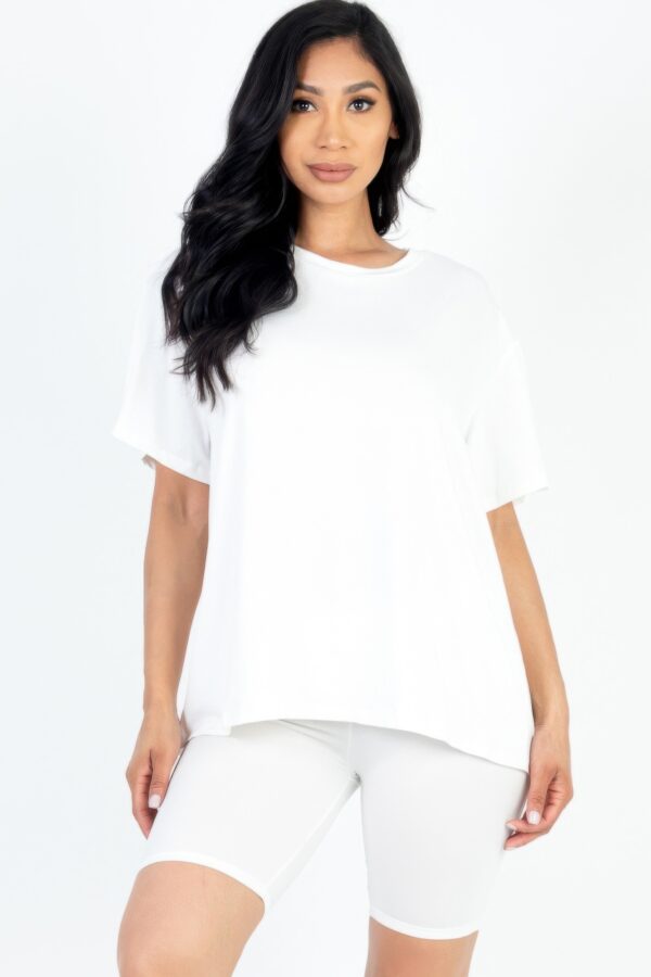 Loose-Fit Top & Biker Shorts Set – Stretch Jersey