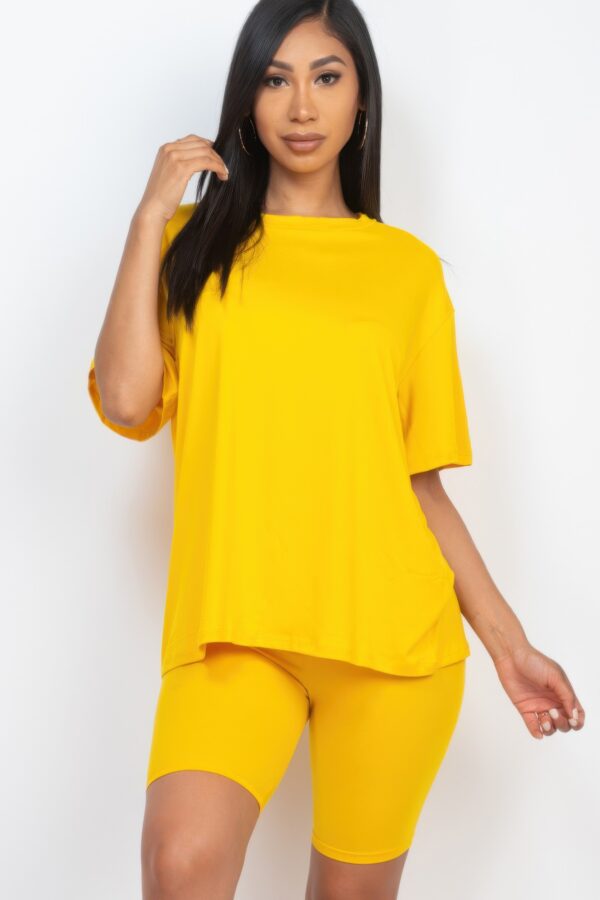 Loose-Fit Top & Biker Shorts Set – Stretch Jersey