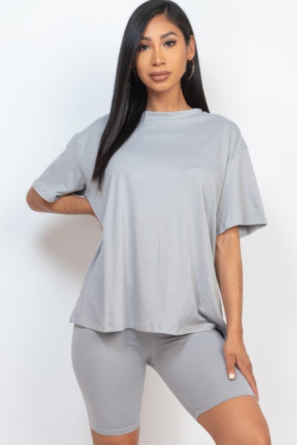 Loose-Fit Top & Biker Shorts Set – Stretch Jersey
