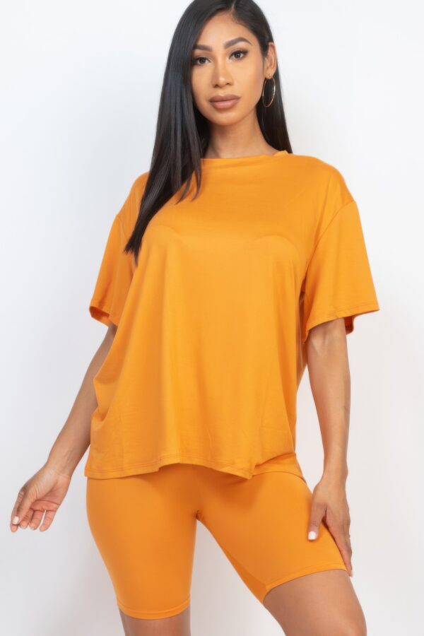 Loose-Fit Top & Biker Shorts Set – Stretch Jersey