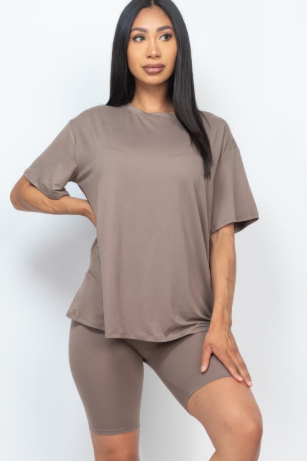 Loose-Fit Top & Biker Shorts Set – Stretch Jersey