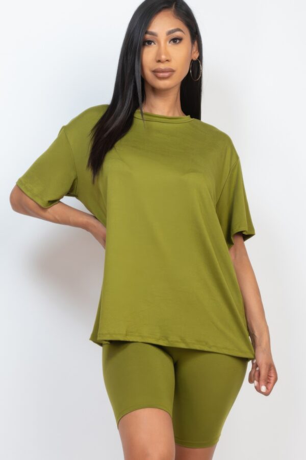Loose-Fit Top & Biker Shorts Set – Stretch Jersey