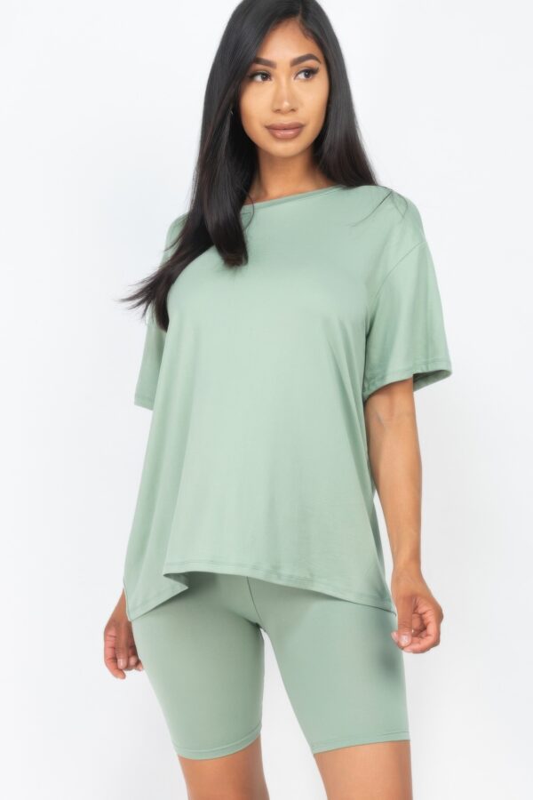 Loose-Fit Top & Biker Shorts Set – Stretch Jersey