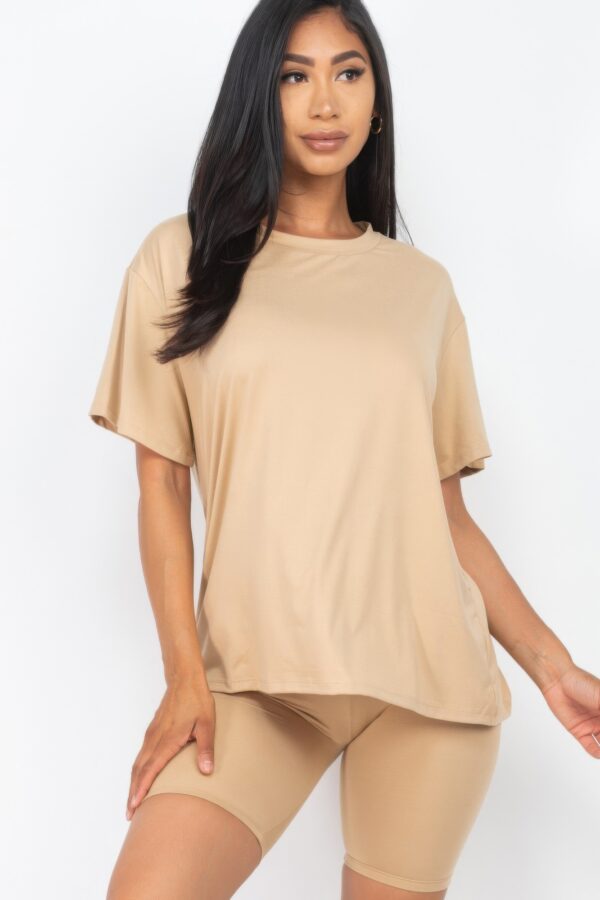 Loose-Fit Top & Biker Shorts Set – Stretch Jersey