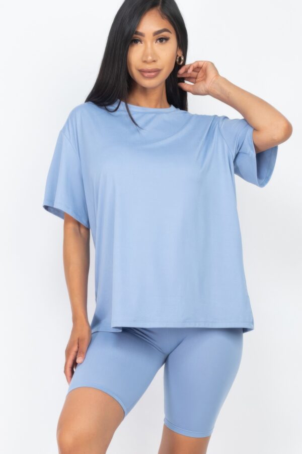 Loose-Fit Top & Biker Shorts Set – Stretch Jersey