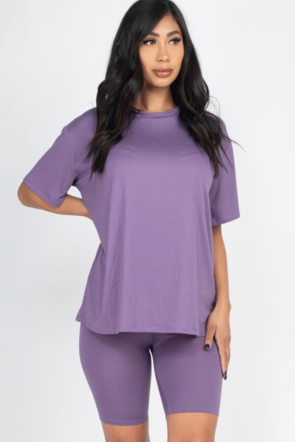 Loose-Fit Top & Biker Shorts Set – Stretch Jersey