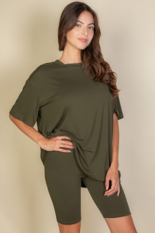 Loose-Fit Top & Biker Shorts Set – Stretch Jersey