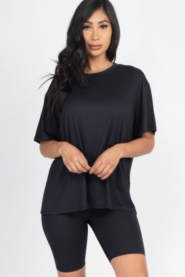 Loose-Fit Top & Biker Shorts Set – Stretch Jersey