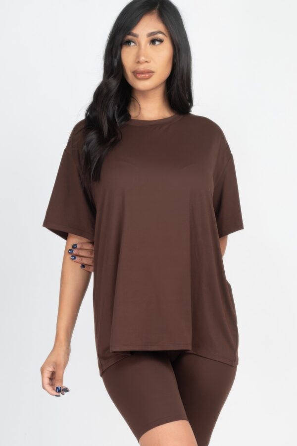 Loose-Fit Top & Biker Shorts Set – Stretch Jersey