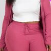 Plus Size Ribbed Long Cardigan & Leggings Set – Stretch Knit