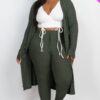 Plus Size Ribbed Long Cardigan & Leggings Set – Stretch Knit
