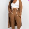 Plus Size Ribbed Long Cardigan & Leggings Set – Stretch Knit
