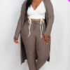 Plus Size Ribbed Long Cardigan & Leggings Set – Stretch Knit