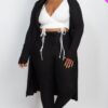 Plus Size Ribbed Long Cardigan & Leggings Set – Stretch Knit