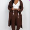 Plus Size Ribbed Long Cardigan & Leggings Set – Stretch Knit