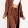 Ribbed Long Cardigan & Leggings Set – High-Stretch Jersey