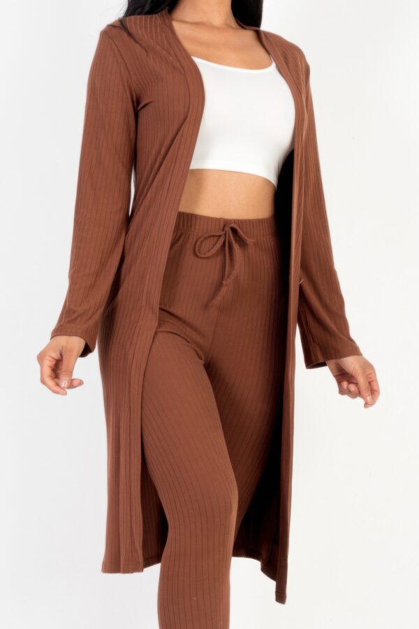 Ribbed Long Cardigan & Leggings Set – High-Stretch Jersey