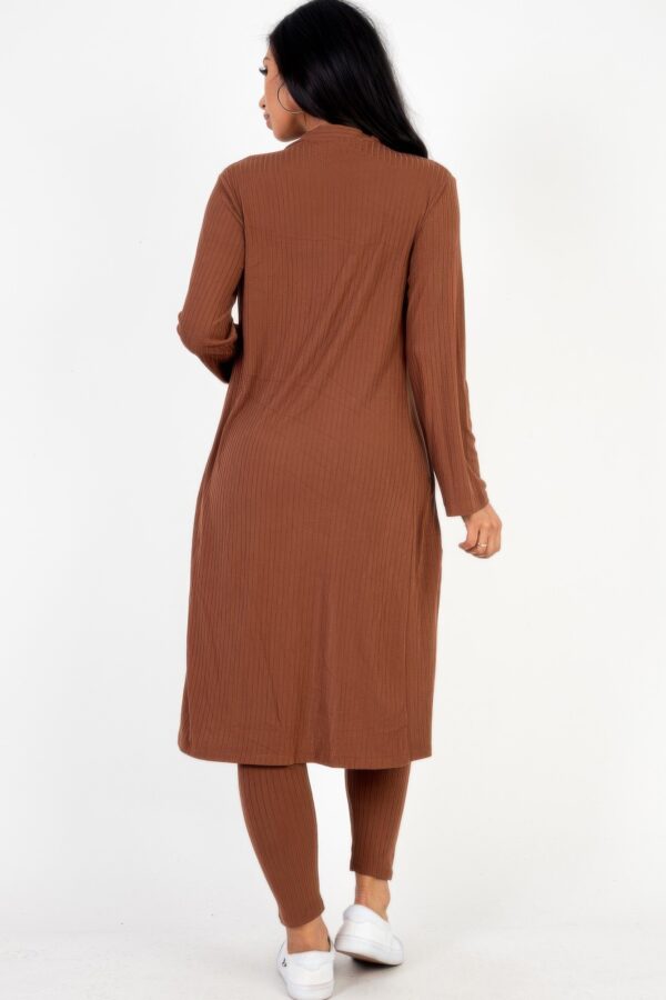 Ribbed Long Cardigan & Leggings Set – High-Stretch Jersey
