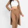 Ribbed Long Cardigan & Leggings Set – High-Stretch Jersey
