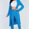 Ribbed Long Cardigan & Leggings Set – High-Stretch Jersey