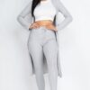 Ribbed Long Cardigan & Leggings Set – High-Stretch Jersey