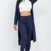 Ribbed Long Cardigan & Leggings Set – High-Stretch Jersey
