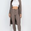 Ribbed Long Cardigan & Leggings Set – High-Stretch Jersey