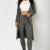 Ribbed Long Cardigan & Leggings Set – High-Stretch Jersey