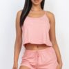 Ribbed Strappy Top and Shorts Lounge Set
