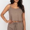 Ribbed Strappy Top and Shorts Lounge Set