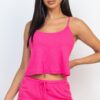 Ribbed Strappy Top and Shorts Lounge Set