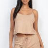 Ribbed Strappy Top and Shorts Lounge Set