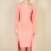 Ribbed Cardigan & Cami Midi Bodycon Dress Set
